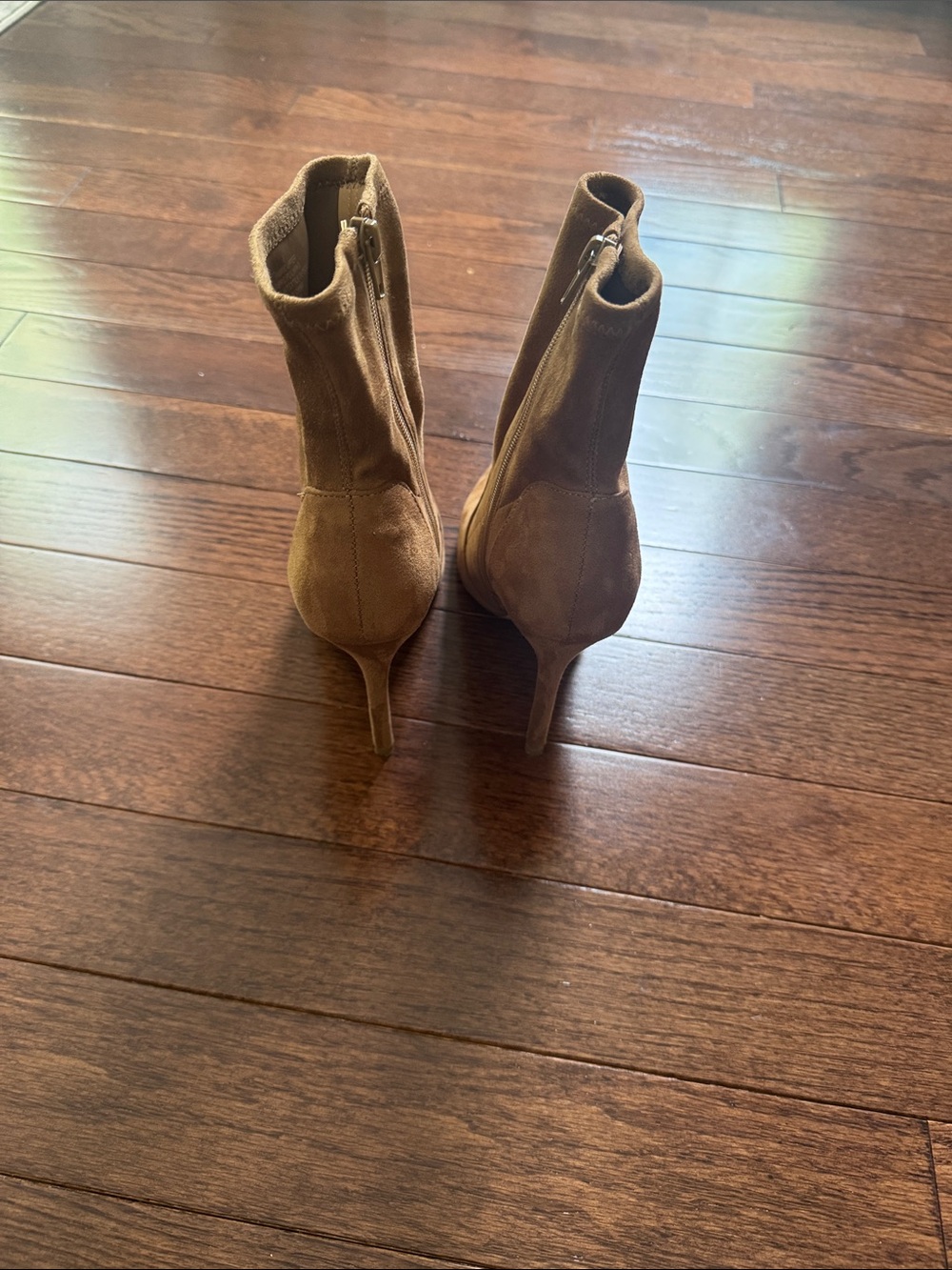 Express Suede Pointed-Toe Ankle Boots - Tan